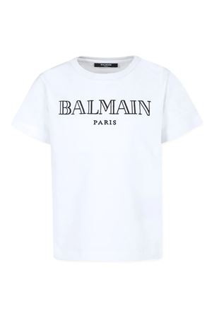 tshirt in cotone bianco BALMAIN PARIS KIDS | BV8R51Z0082100NE